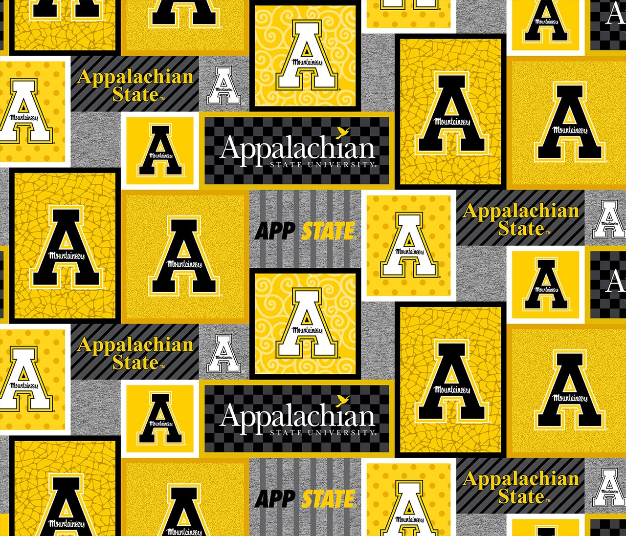 Sykel Enterprises-Appalachian State University Fleece Fabric-App State Mountaineers All Over Fleece Blanket Fabric-Sold by the yard